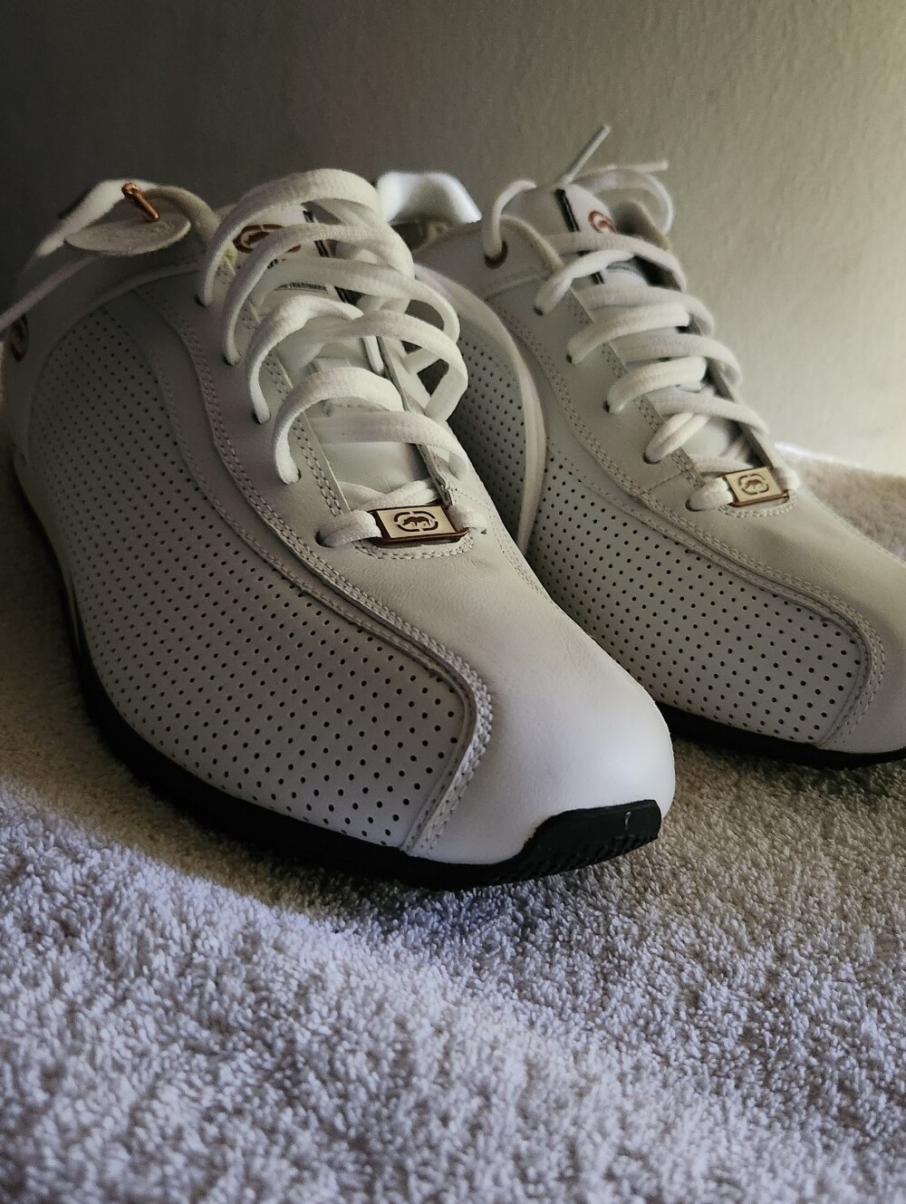 Ecko UNLTD. White Perforated Leather Sneakers